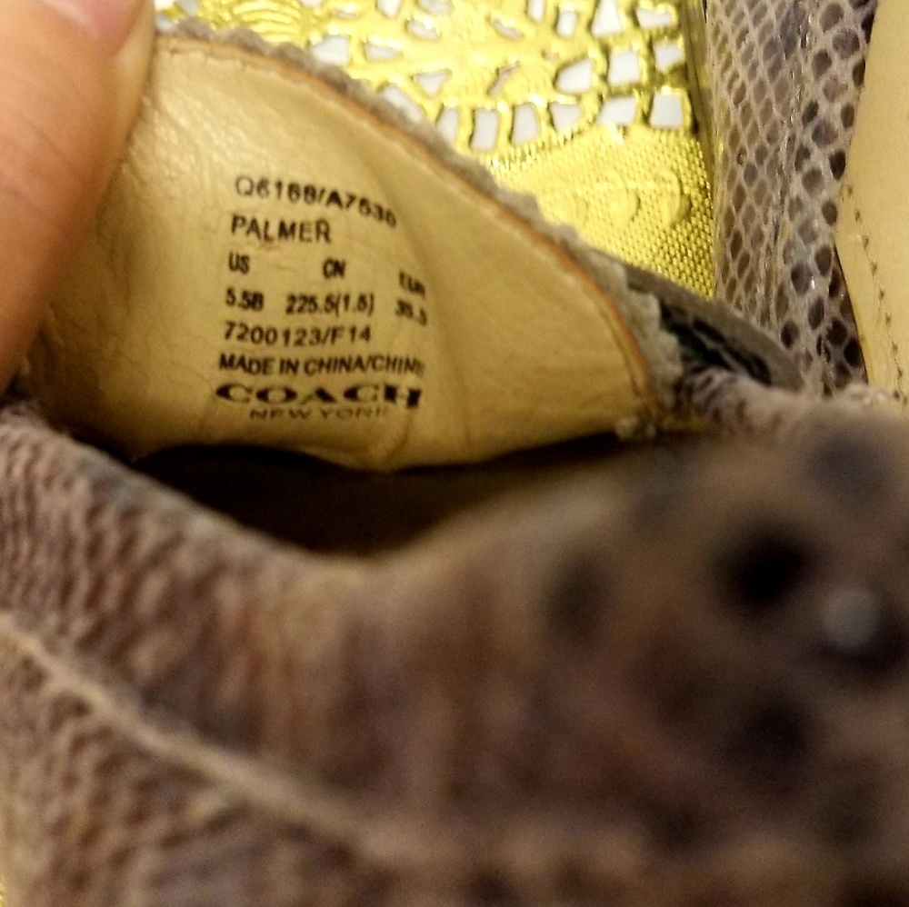 Coach Palmer Flint Gray Sand Snake Leather Loafers - Picture 7 of 8